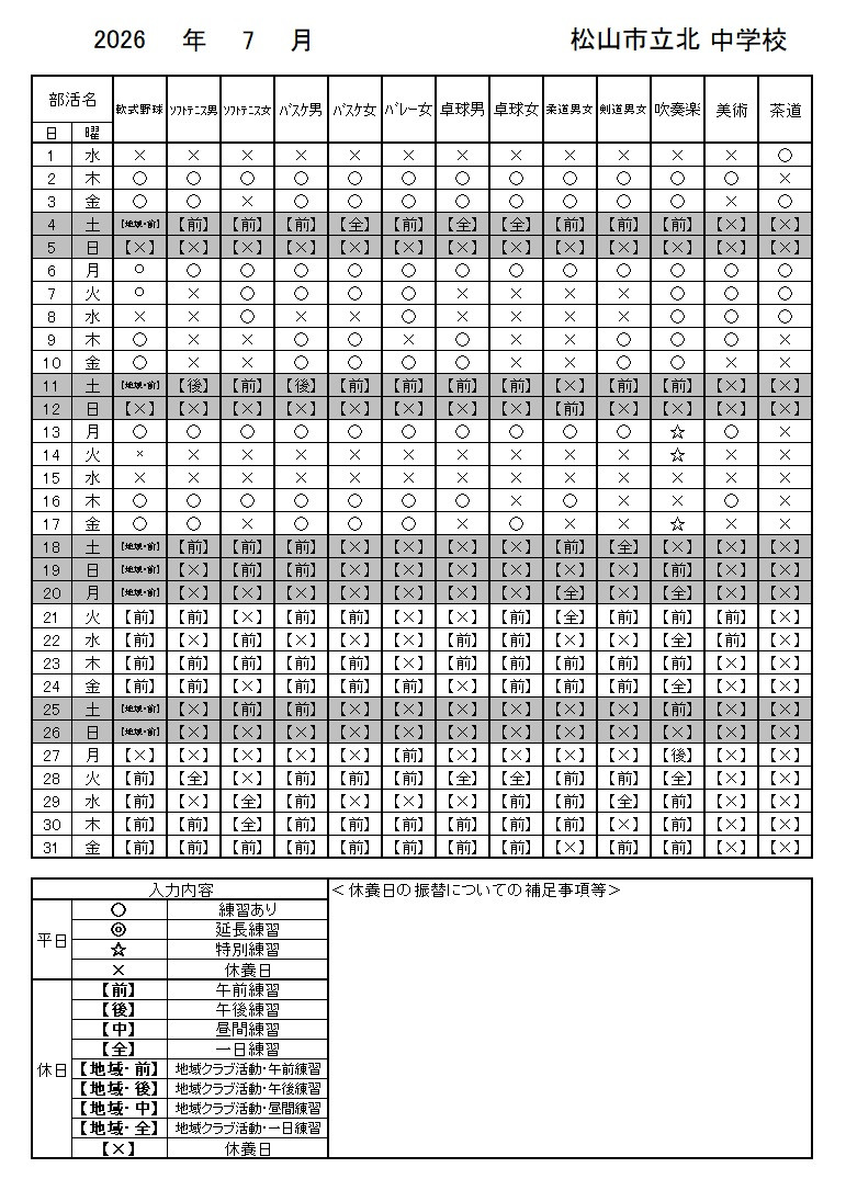 7月部活